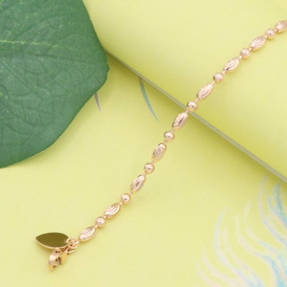 "Elegant Rose Gold Textured Oval Bead Bracelet with Chain Extender, XPBL1140 - Picture 1 of 13